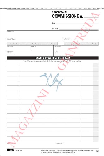 BLOCCO PROPOSTE COMMISSIONI 33 FOGLI TRIPLICE COPIA F.TO 15X22 E5230CT